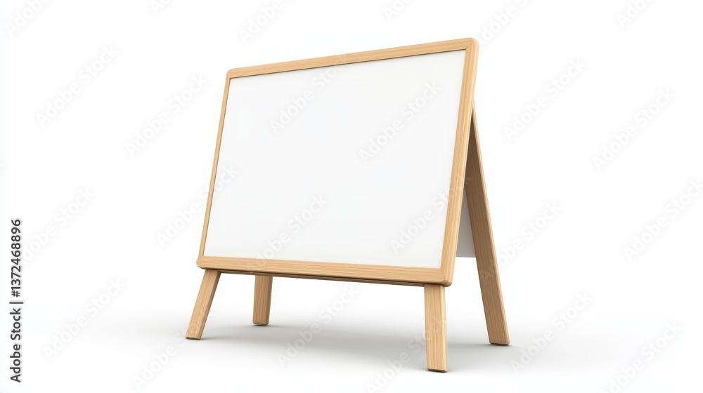Clean and Simple White Easel Holding Modern White Board on Plain Background Clean and Simple White Easel Holding Modern White Board on Plain Background