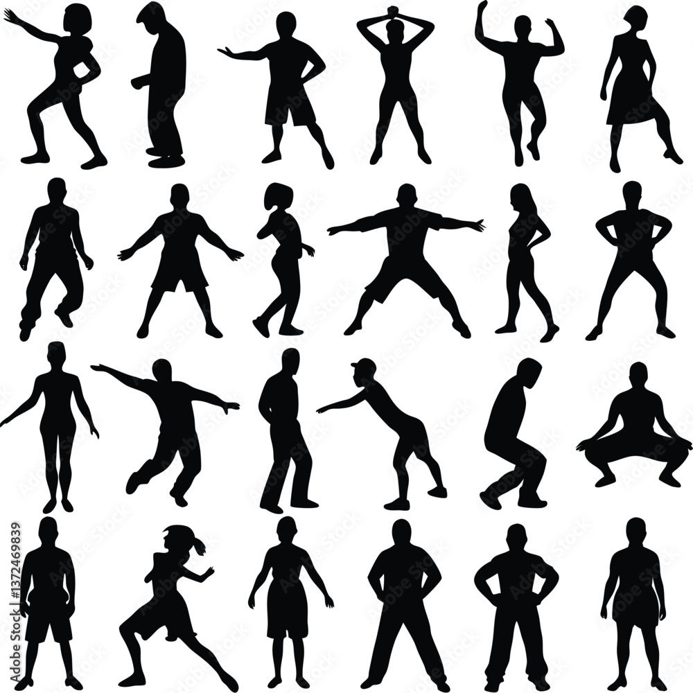 Fototapeta premium people silhouette set illustration white background.