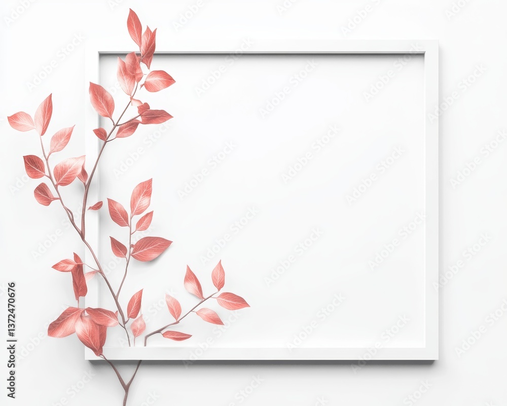 Fototapeta premium Minimalist Blank Frame Digital Illustration Showcasing Sleek Smooth Lines on Pristine White Background