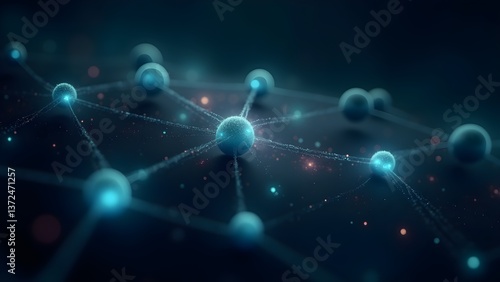 Futuristic Digital Network Connecting Spheres: A High-Tech Abstract Design