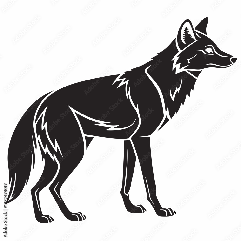 Obraz premium dhole black silhouette icon vector