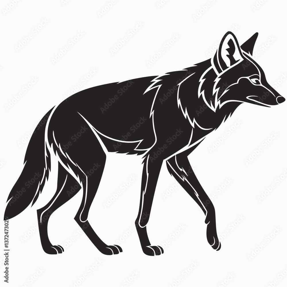 Fototapeta premium dhole black silhouette icon vector