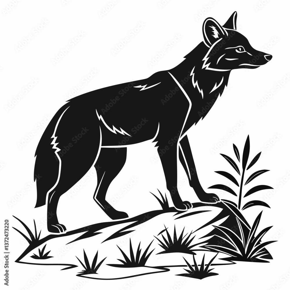 Obraz premium dhole black silhouette icon vector