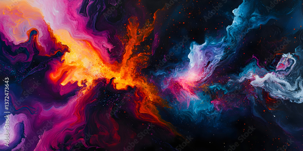 Fototapeta premium Abstract Cosmic Explosion Fire and Flames, ai generated.