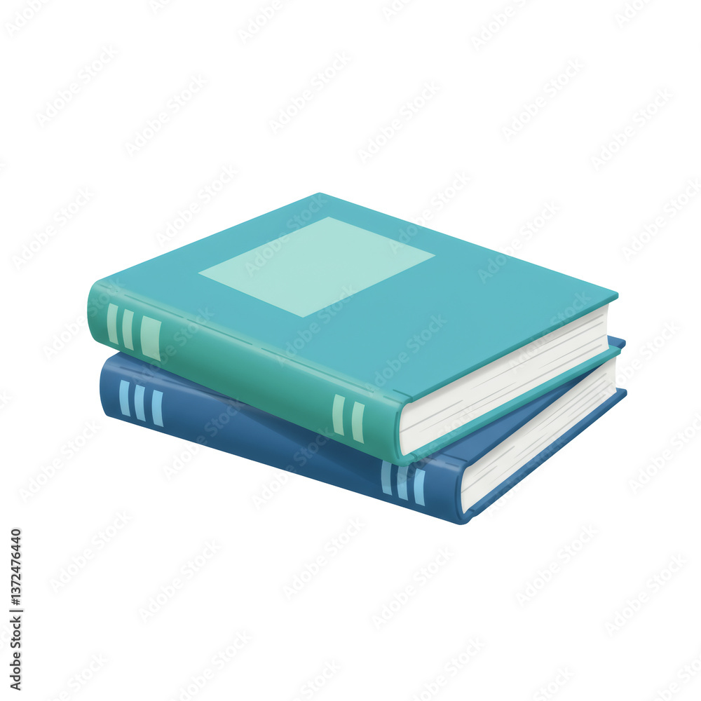 Stack of Two Books Teal and Blue on Transparent Background Stack of Two Books Teal and Blue on Transparent Background