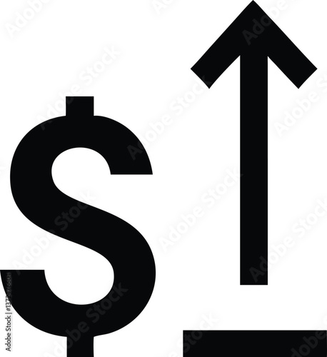 A dollar sign icon with an upward arrow representing a salary increase