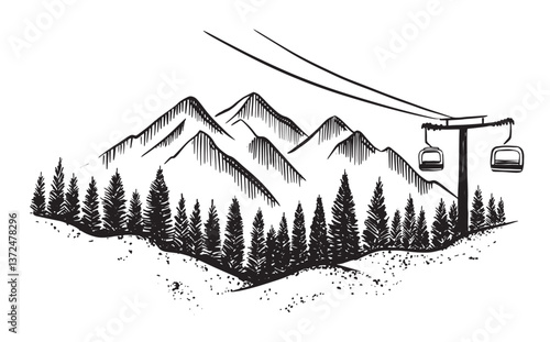 Mountain Landscape with Ski Lift