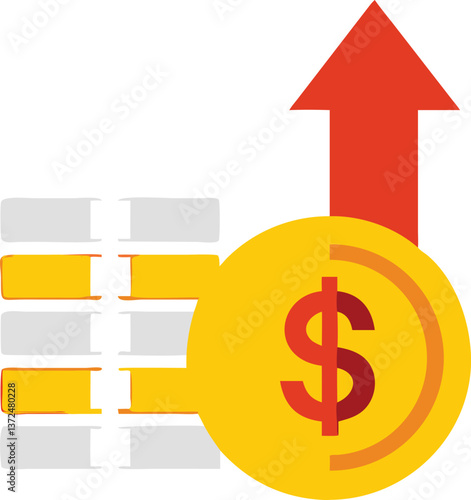 A dollar sign icon with an upward arrow representing a salary increase