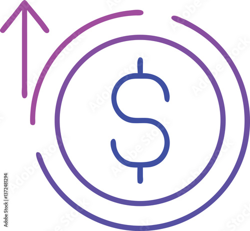 A dollar sign icon with an upward arrow representing a salary increase