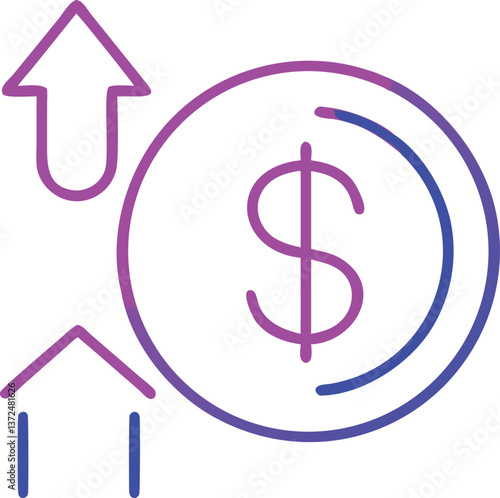 A dollar sign icon with an upward arrow representing a salary increase