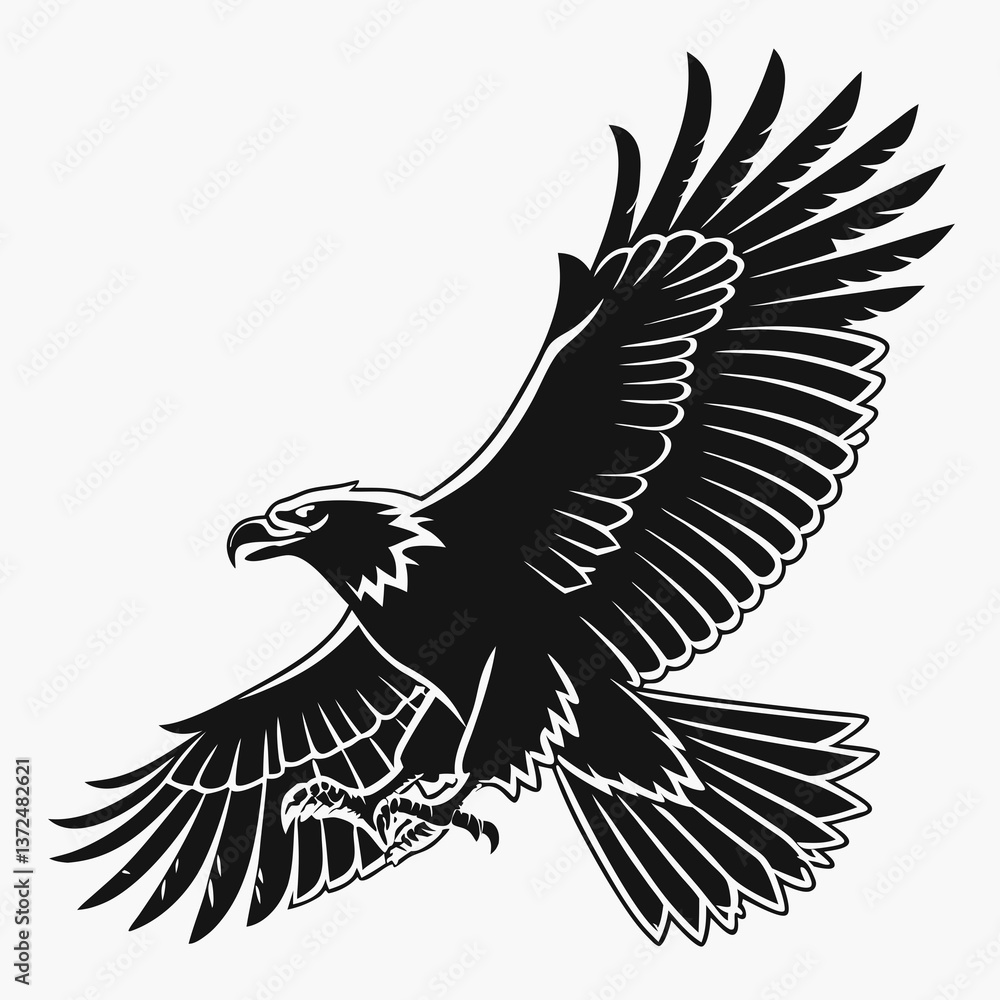 Fototapeta premium harpy eagle black silhouette icon vector