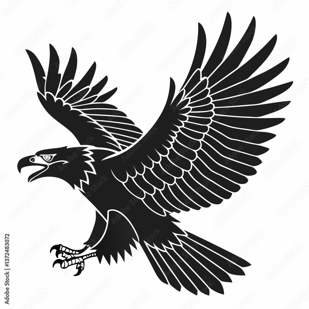 Obraz premium harpy eagle black silhouette icon vector