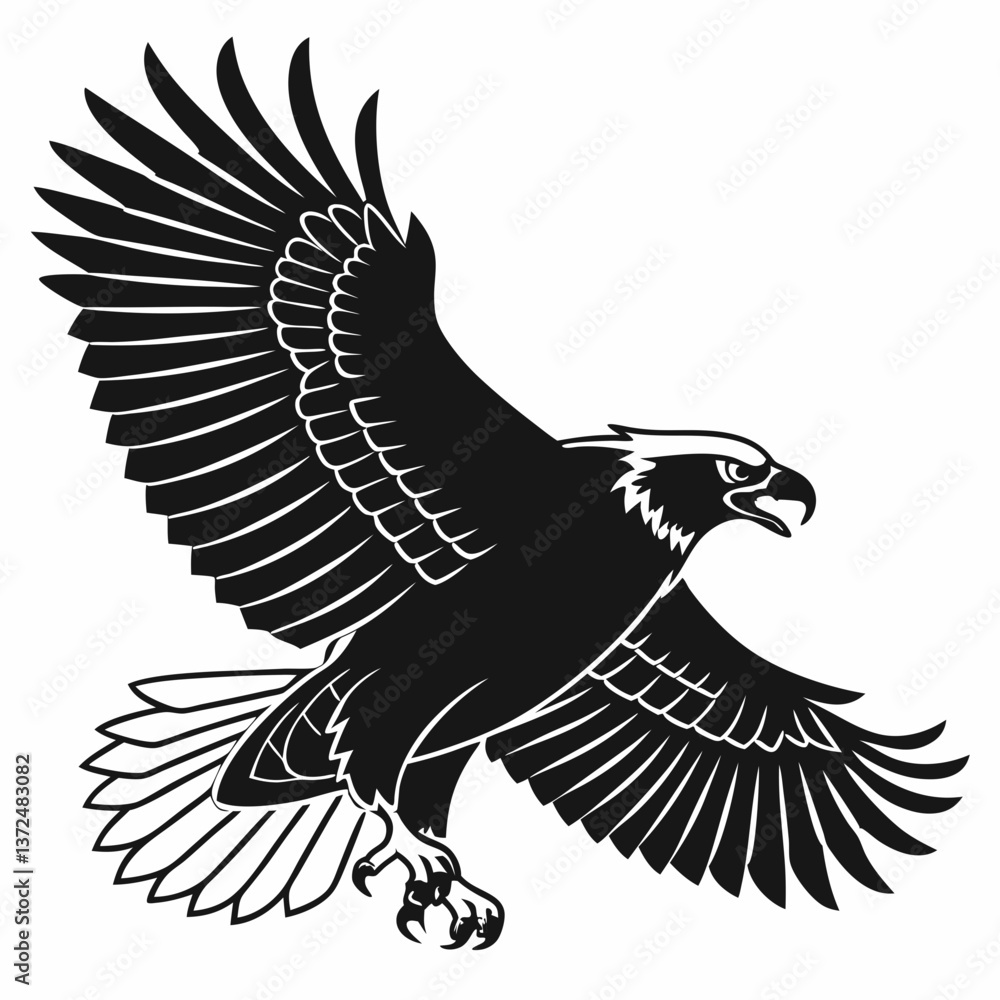 Obraz premium harpy eagle black silhouette icon vector