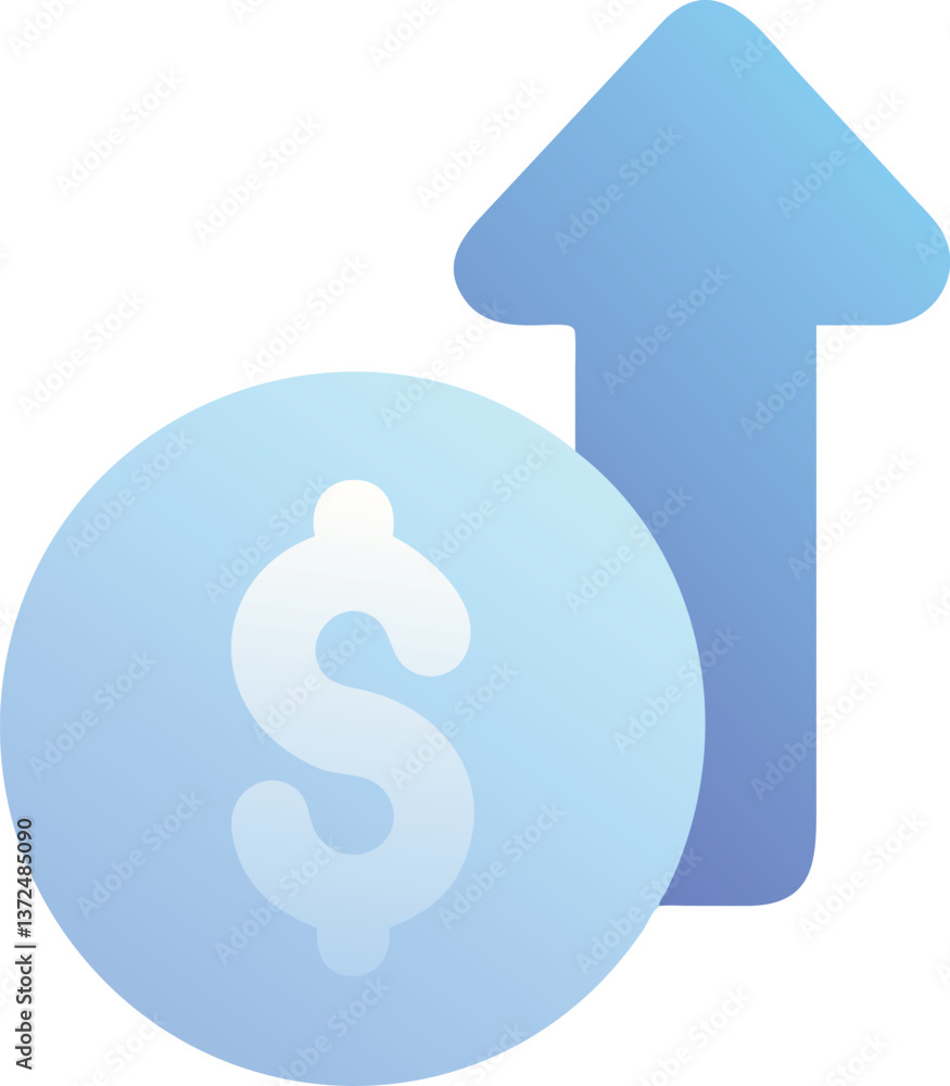 A dollar sign icon with an upward arrow representing a salary increase A dollar sign icon with an upward arrow representing a salary increase