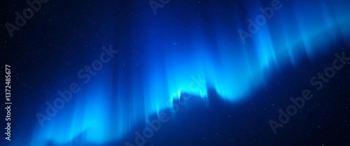 Abstract cosmic nebula, vibrant blue aurora borealis glowing in dark space , milky way, stellar