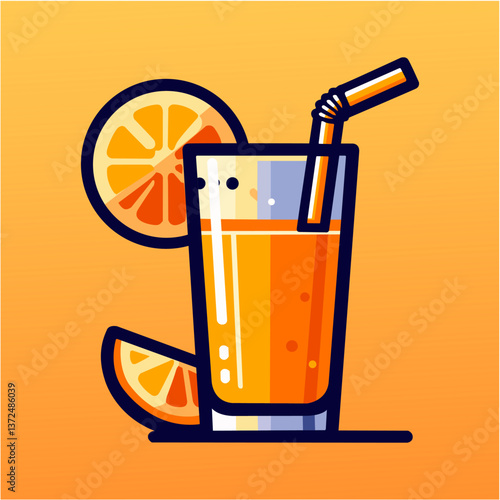 Fresh Orange Juice Vector Illustration