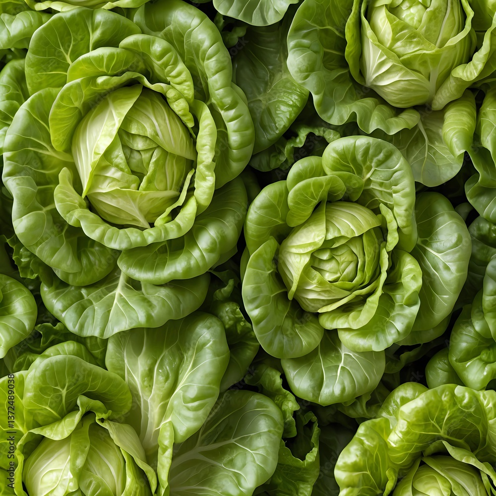 Obraz premium Fresh Green Lettuce Heads