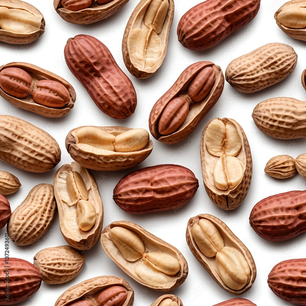 Obraz premium Scattered Peanuts in Shell, Close Up
