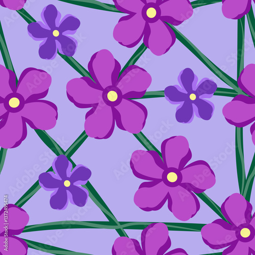 Vector - seamless pattern of colored flower heads.
