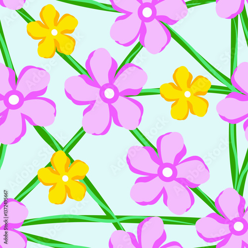 Vector - seamless pattern of colored flower heads.