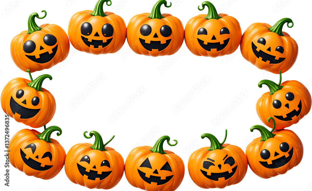 Jack-o'-Lantern Frame: Spooky Pumpkin Border, Transparent Background Jack-o'-Lantern Frame: Spooky Pumpkin Border, Transparent Background