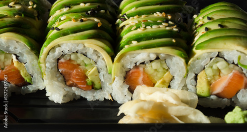 Delivery of sushi, rolls, Japanese cuisine.