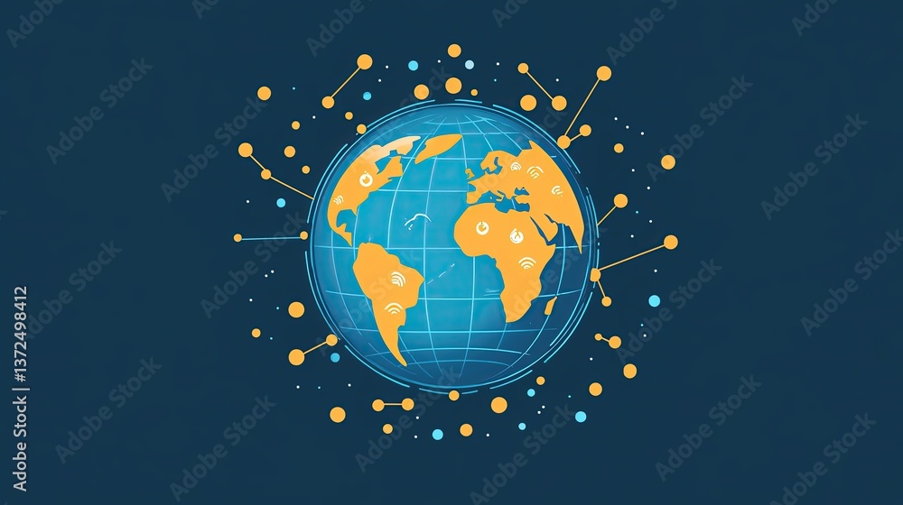 Fototapeta premium Global network illustration with vibrant colors.