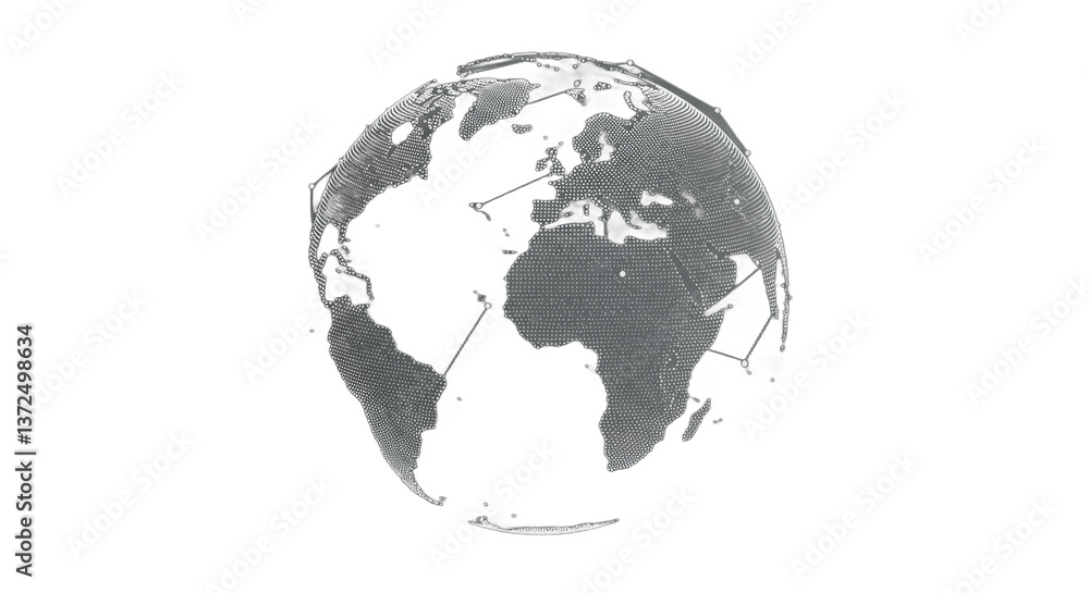 Fototapeta premium Conceptual digital globe showcasing global connectivity and data transmission