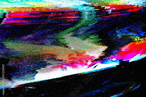 Glitch camera effect. Retro VHS background. Old video template. No signal. Static TV noise