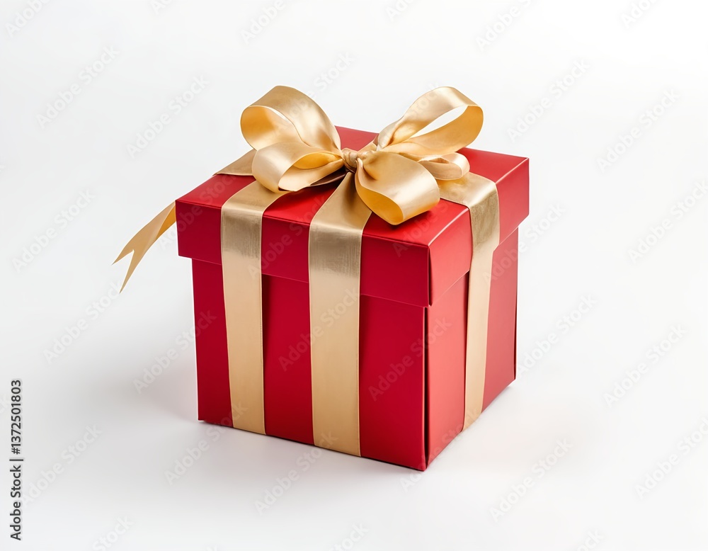 Red Gift Box with Gold Ribbon Red Gift Box with Gold Ribbon