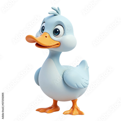 Adorable 3D rendered cartoon duckling, isolated on transparent background. Perfect for children's books, websites, and apps.