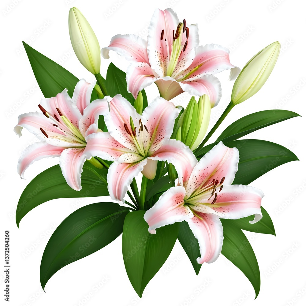 Naklejka premium Pink Lilies Bouquet