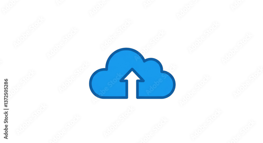 Minimalist cloud upload icon, symbolizing data transmission and storage solution Minimalist cloud upload icon, symbolizing data transmission and storage solution