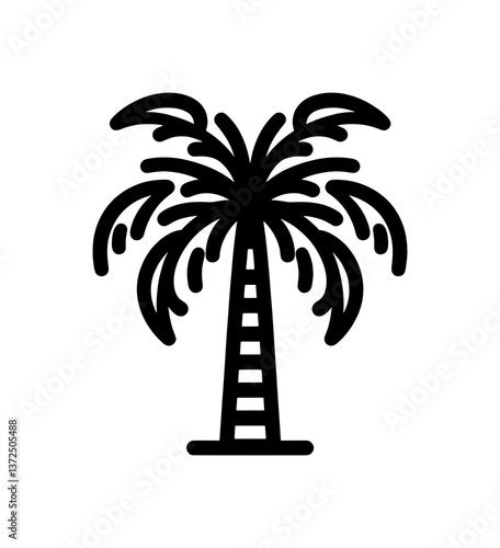 black outline drawing of a palm tree