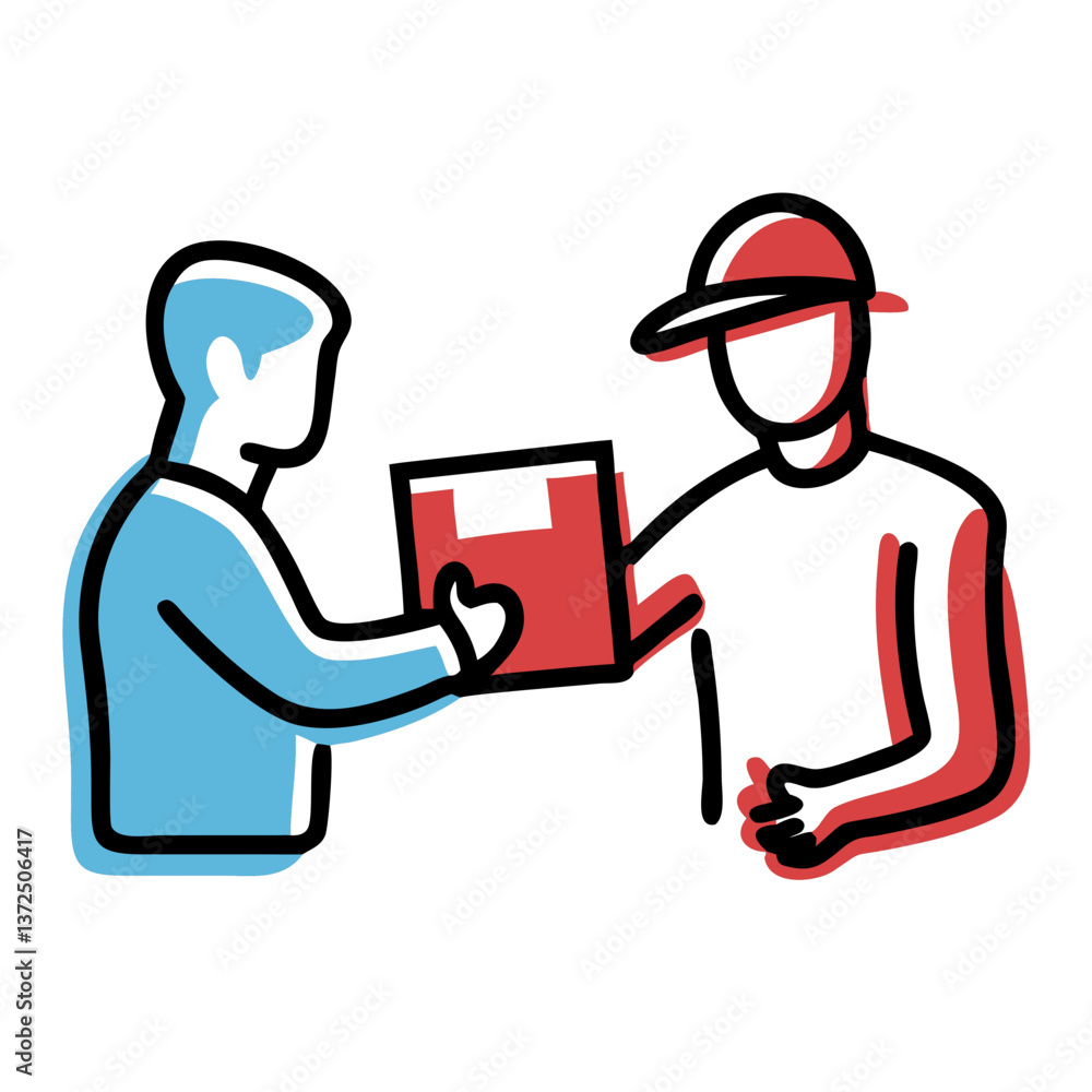 Delivery Person Handing Package to Customer Delivery Person Handing Package to Customer