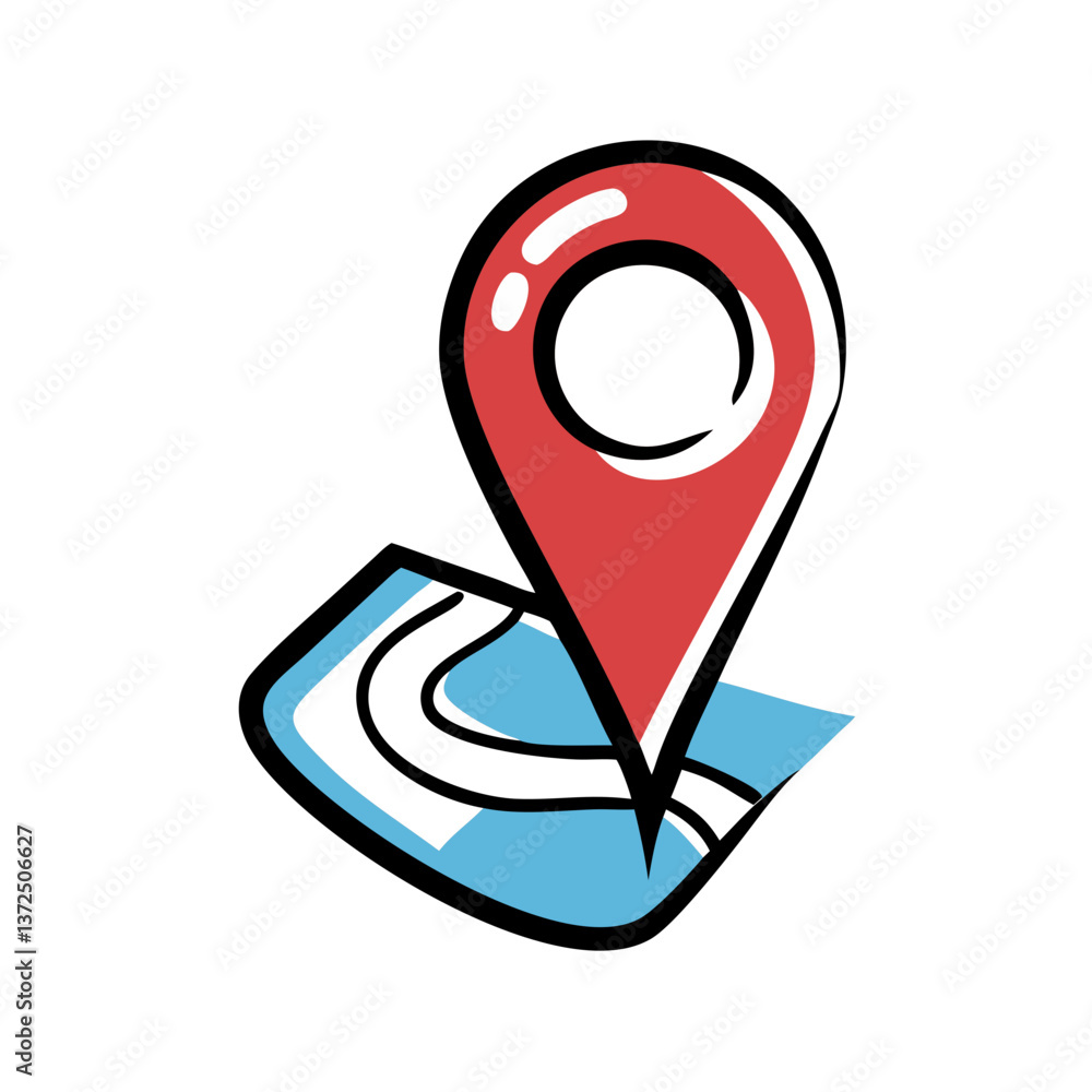 Red Map Pin Icon Highlighting Location on Map Red Map Pin Icon Highlighting Location on Map
