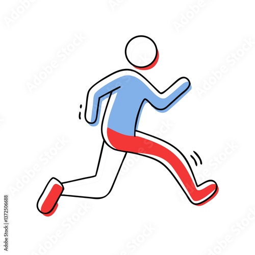 Running person in motion against a simple background  