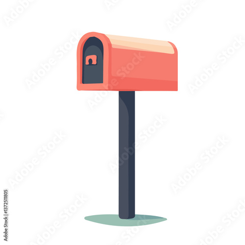 Flat vector mailbox, minimalist design, isolated on a white background.

