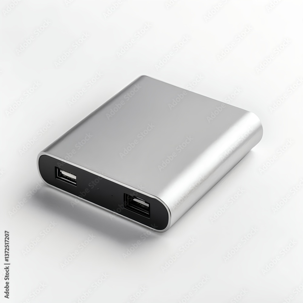 Silver Portable Power Bank Charger Silver Portable Power Bank Charger
