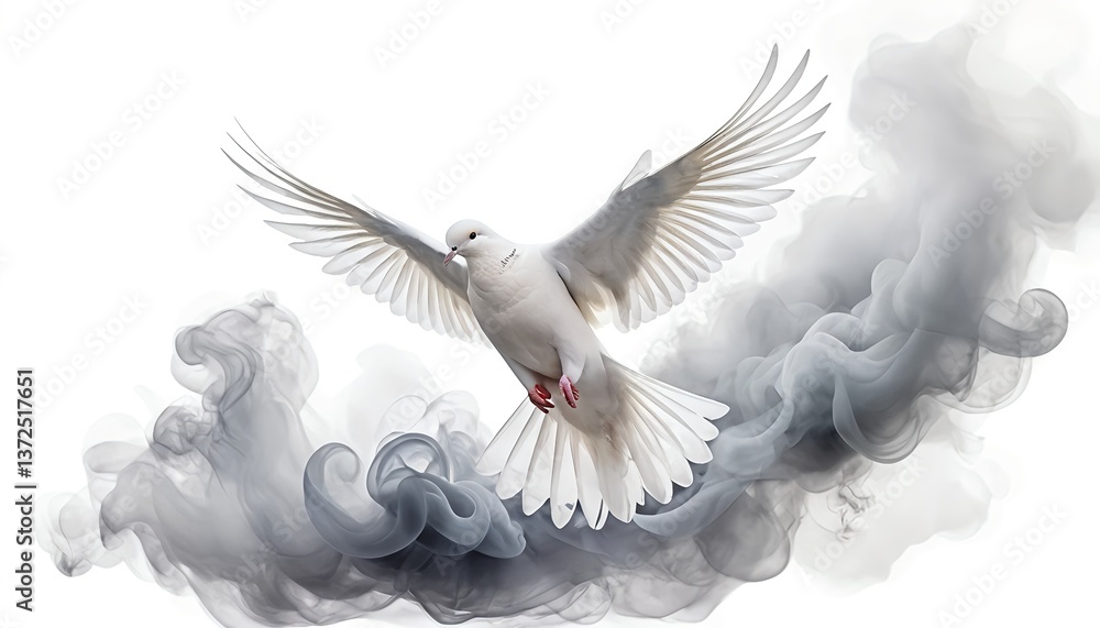 Obraz premium White Dove in Smoke