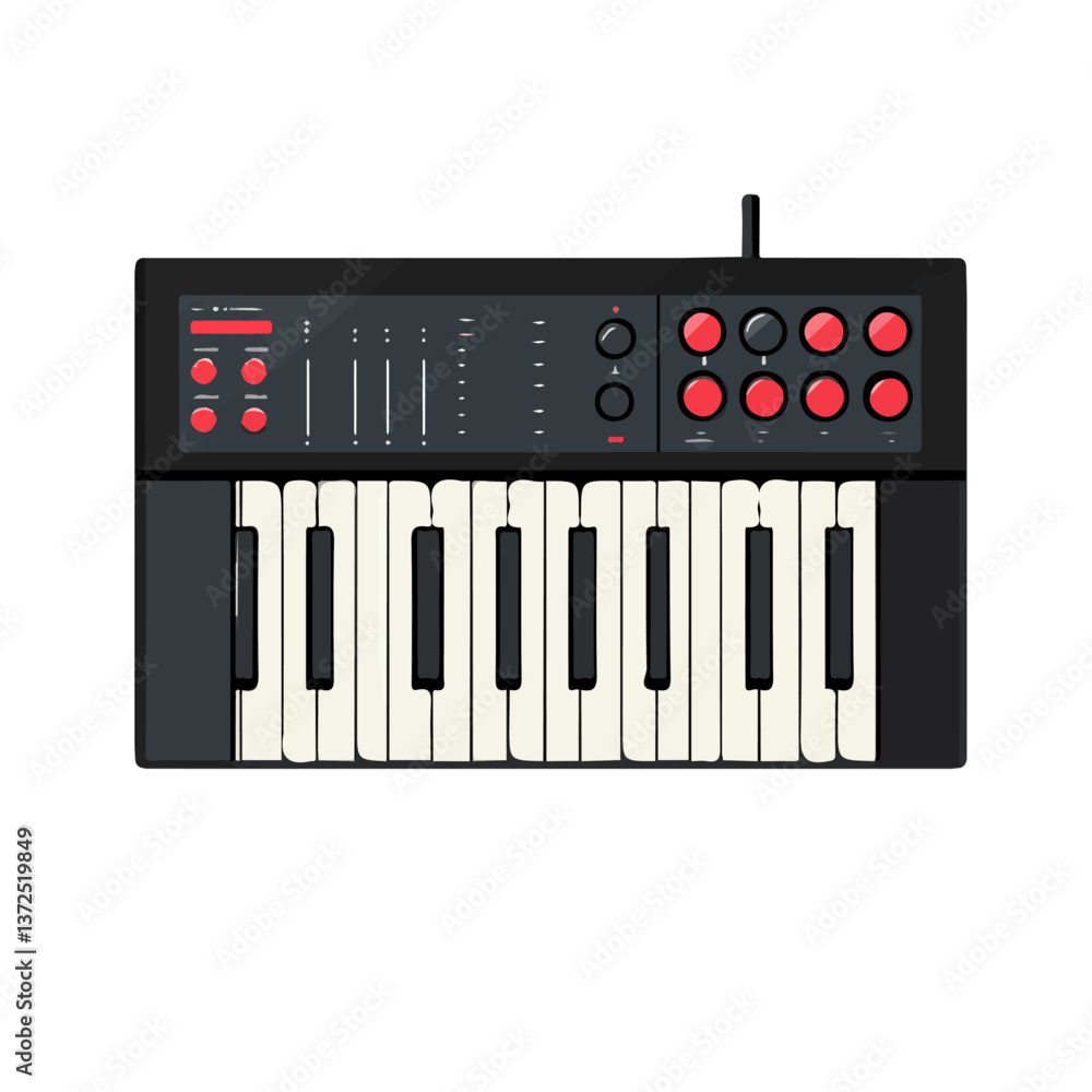 Flat vector synthesizer pad, minimalist design, isolated on a white background.
Flat vector synthesizer pad, minimalist design, isolated on a white background.