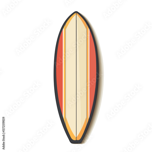 Flat vector surfboard, minimalist design, isolated on a white background.

