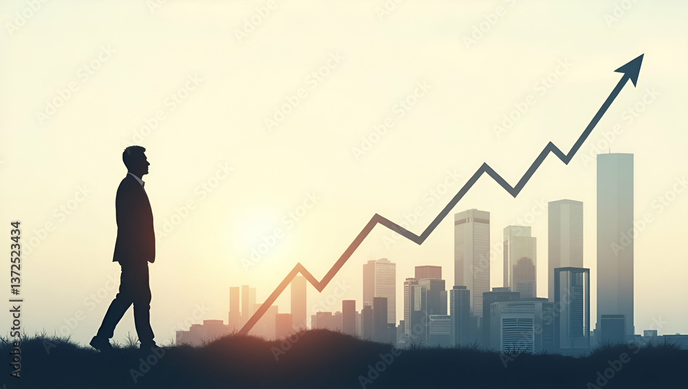 Photo Realistic Double Exposure: Silhouette of a Person with Financial Forecast Line for Future Investment Planning - Ideal for Stock Photography with Copy Space Photo Realistic Double Exposure: Silhouette of a Person with Financial Forecast Line for Future Investment Planning - Ideal for Stock Photography with Copy Space