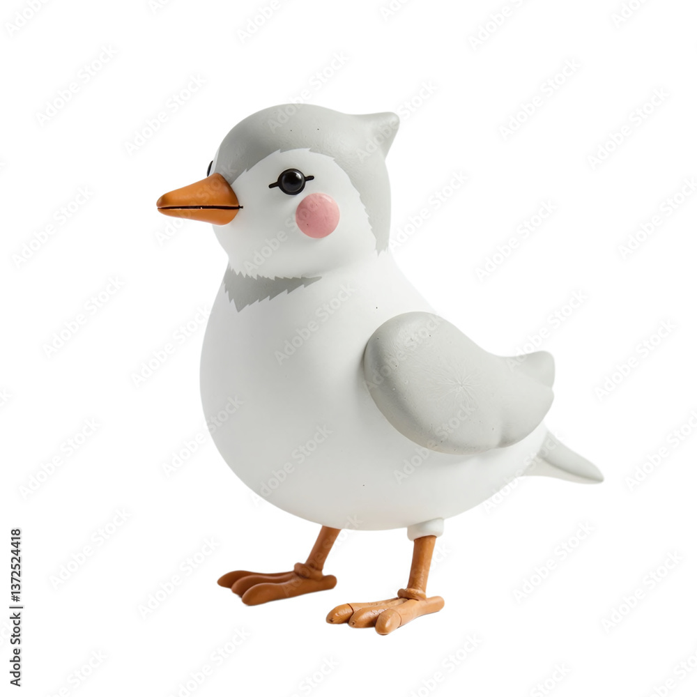 Adorable white and grey cartoon bird figurine. Perfect for kids room decor or as a collectible toy. Adorable white and grey cartoon bird figurine. Perfect for kids room decor or as a collectible toy.