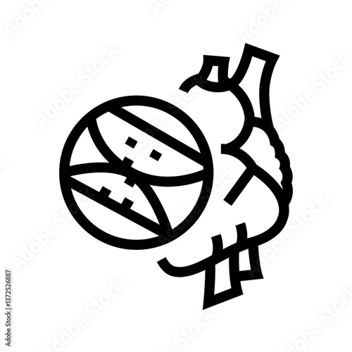 Coronary heart disease black line icon for digital and print projects.