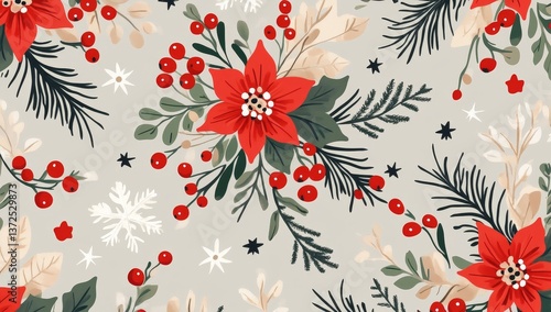 Festive Christmas Floral Pattern