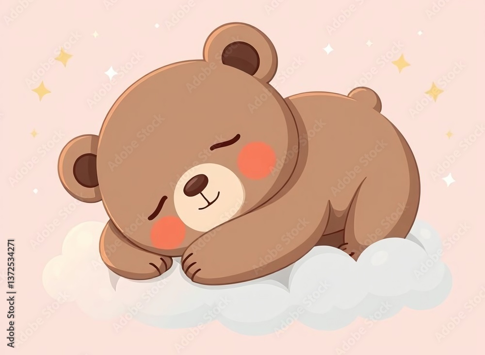 Cute Sleeping Bear on a Cloud Cute Sleeping Bear on a Cloud