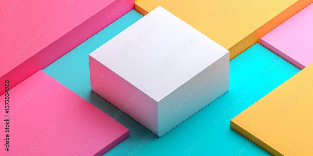a blank white box in a top perspective against an abstract background a blank white box in a top perspective against an abstract background