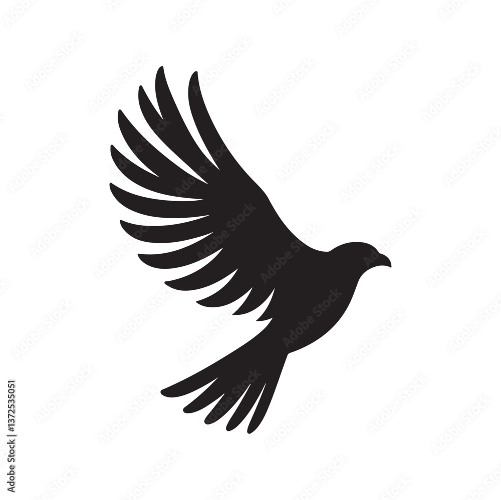 Eagle vector illustration showing a flying eagle silhouette with outstretched wings Eagle vector illustration showing a flying eagle silhouette with outstretched wings