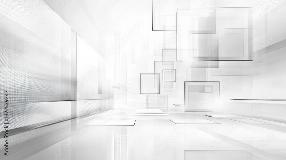 Abstract futuristic white background with white and light gray elements and floating glass blocks, high resolution, high detail, high quality Abstract futuristic white background with white and light gray elements and floating glass blocks, high resolution, high detail, high quality